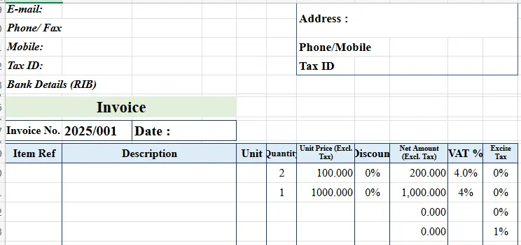 A professional invoice template with an automatic number-to-words feature, converting the total amount into words in dollars