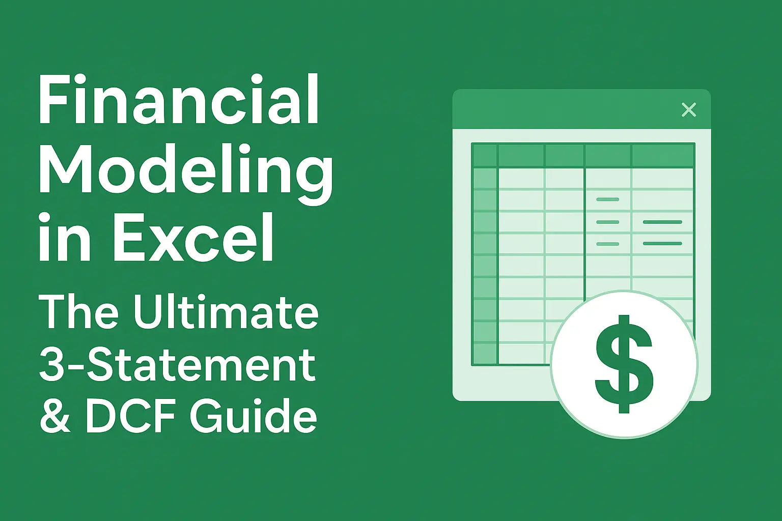 Professional cover image illustrating financial modeling in Excel with green tones and spreadsheet graphics.