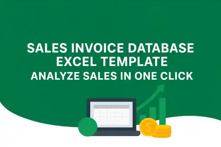 Sales Invoice Database Excel Template with laptop and growth chart